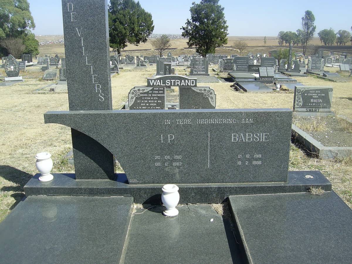 VILLIERS I.P., de 1910-1982 &amp; Babsie 1919-1988