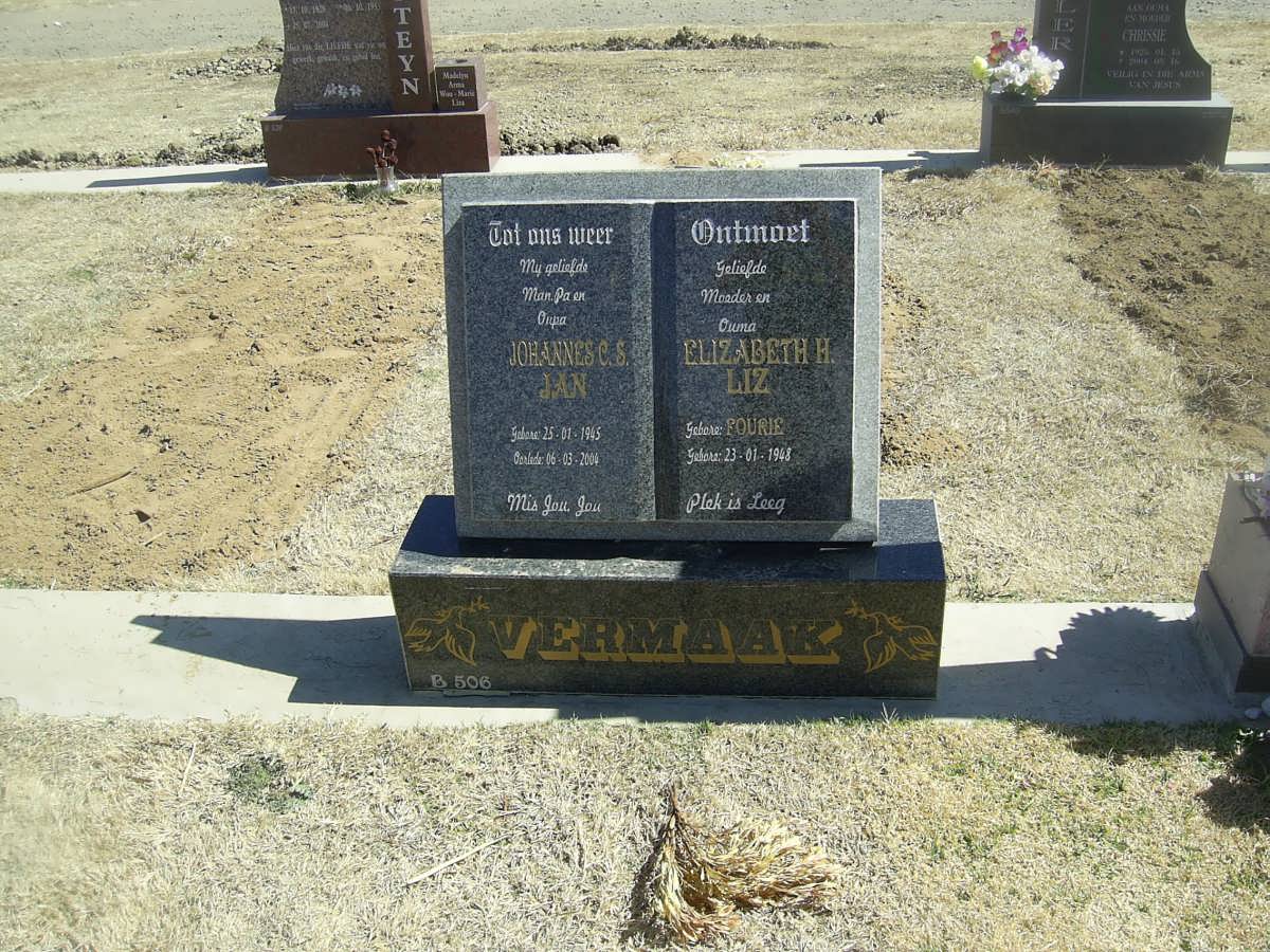VERMAAK Johannes C.S. 1935-2004 &amp; Elizabeth H. FOURIE 1941-