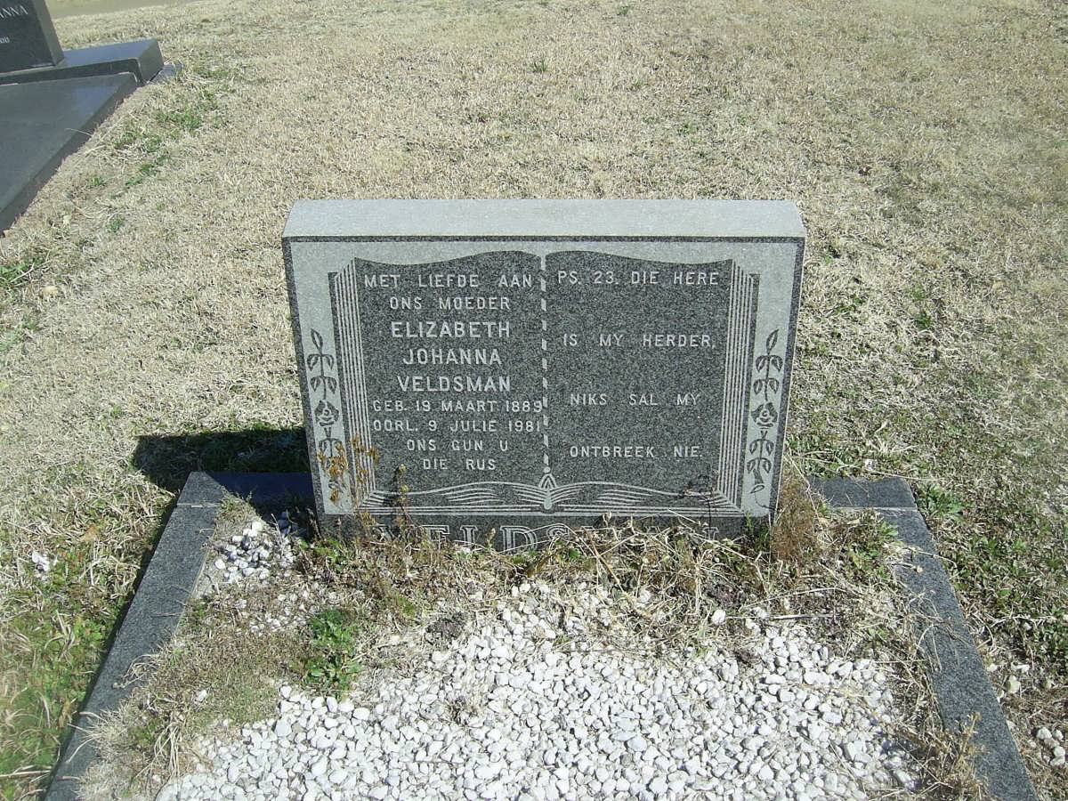 VELDSMAN Elizabeth Johanna 1889-1981