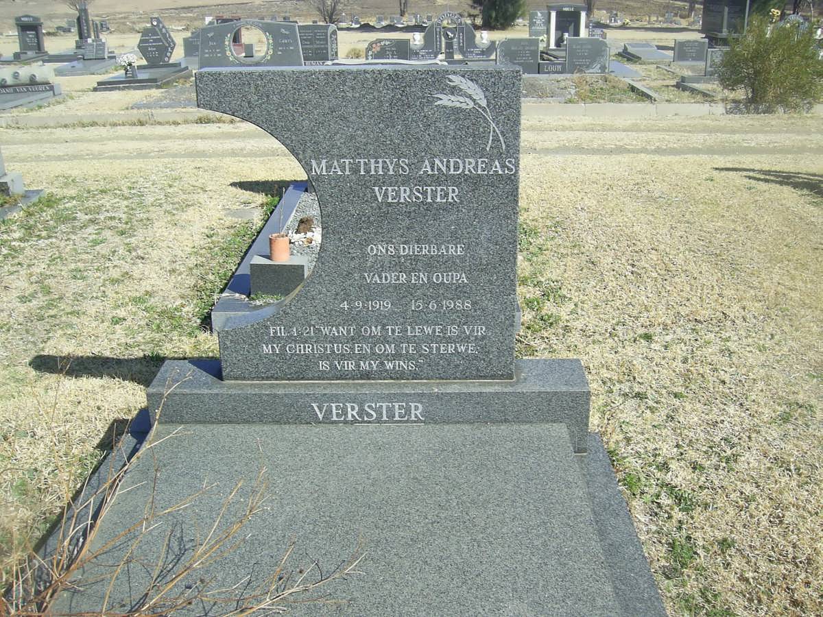 VERSTER Matthys Andreas 1919-1988