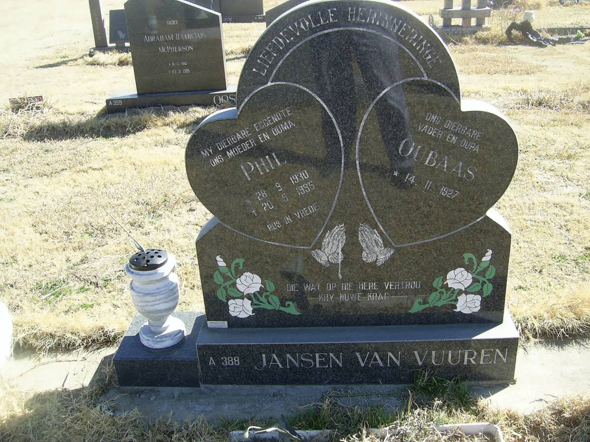 VUUREN Oubaas Jansen van 1927-  &amp; Phil 1930-1995
