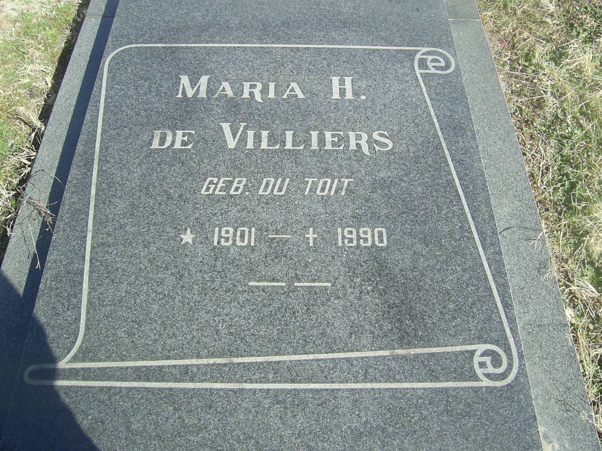 VILLIERS Marie H., de nee DU TOIT 1901-1990