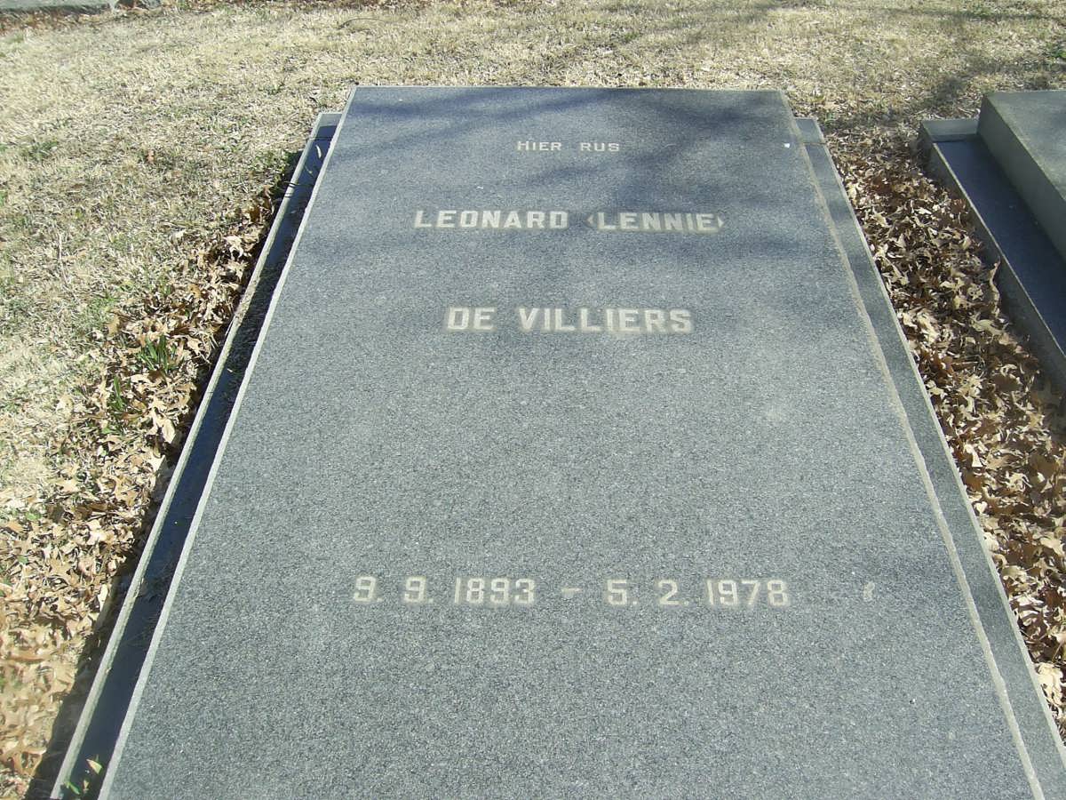 VILLIERS Leonard, de 1893-1978