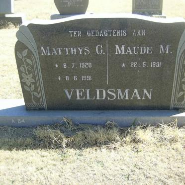 VELDSMAN Matthys C. 1920-1991 &amp; Maude M. 1931-