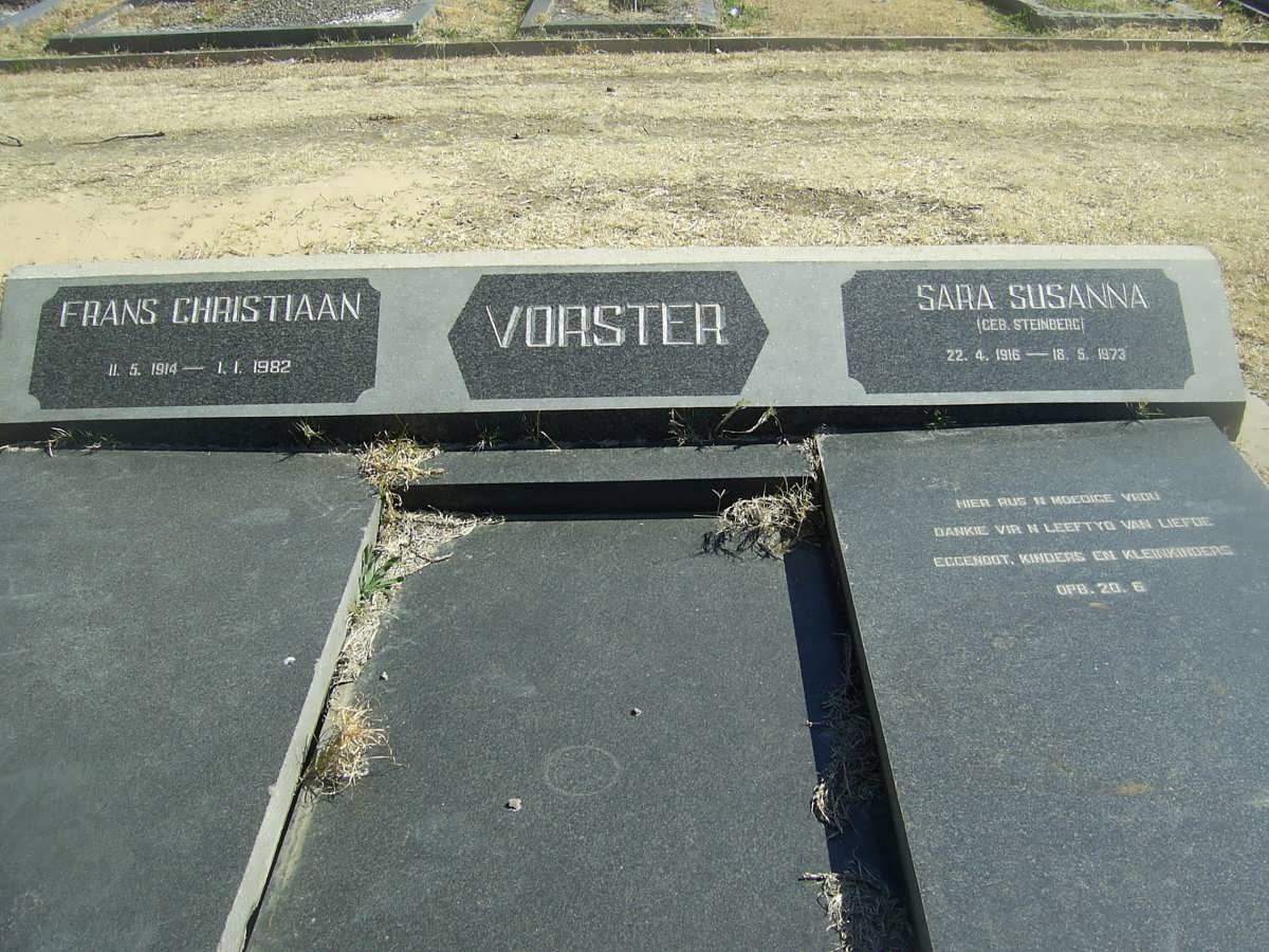 VORSTER Frans Christiaan 1914-1982 &amp; Sara Susanna STEINBERG 1916-1973