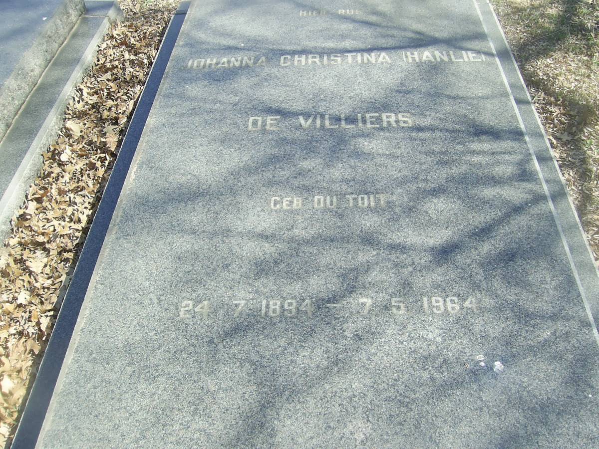 VILLIERS Johanna Christina, de nee DU TOIT 1894-1964