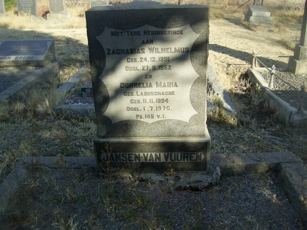 VUUREN Zacharias Wilhelmus, Jansen van 1891-1952 &amp; Cornelia Maria LABUSCHAGNE 1894-1976