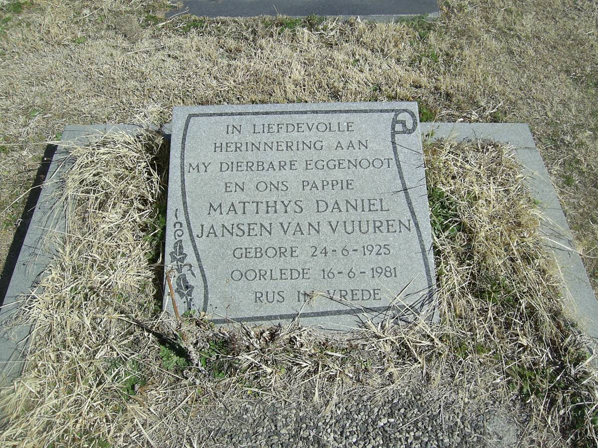 VUUREN Matthys Daniel, Jansen van 1925-1981
