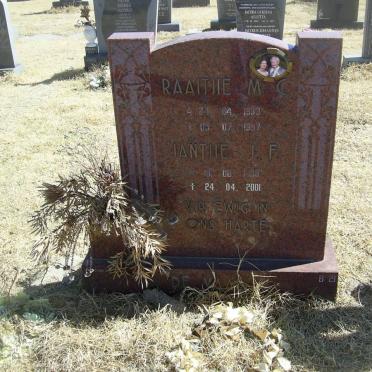 VAAL Jantjie J.F., de 1938-2001 &amp; Raaitjie M.C. 1933-1997
