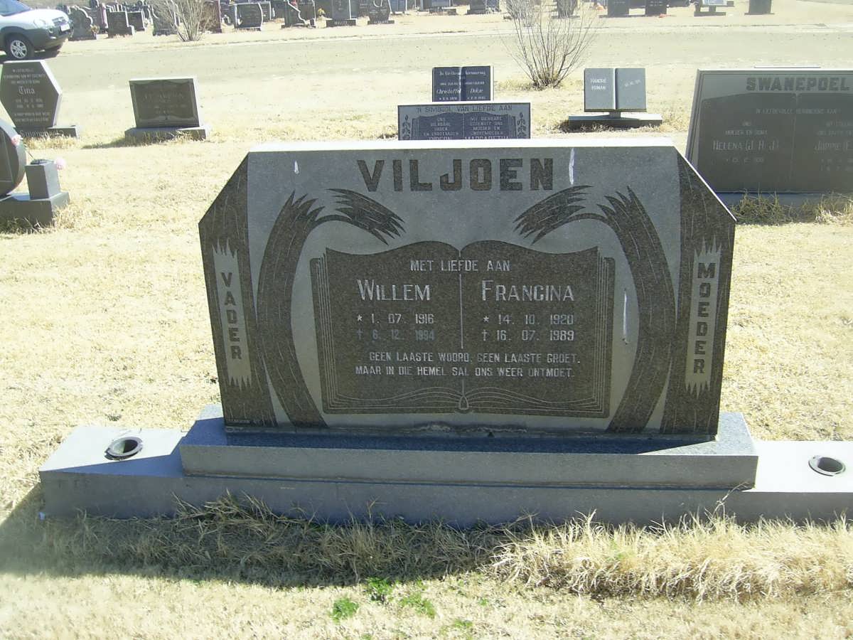VILJOEN Willem 1916-1994 &amp; Francina 1920-1989