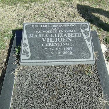 VILJOEN Maria Elizabeth nee GREYLING 1907-2000