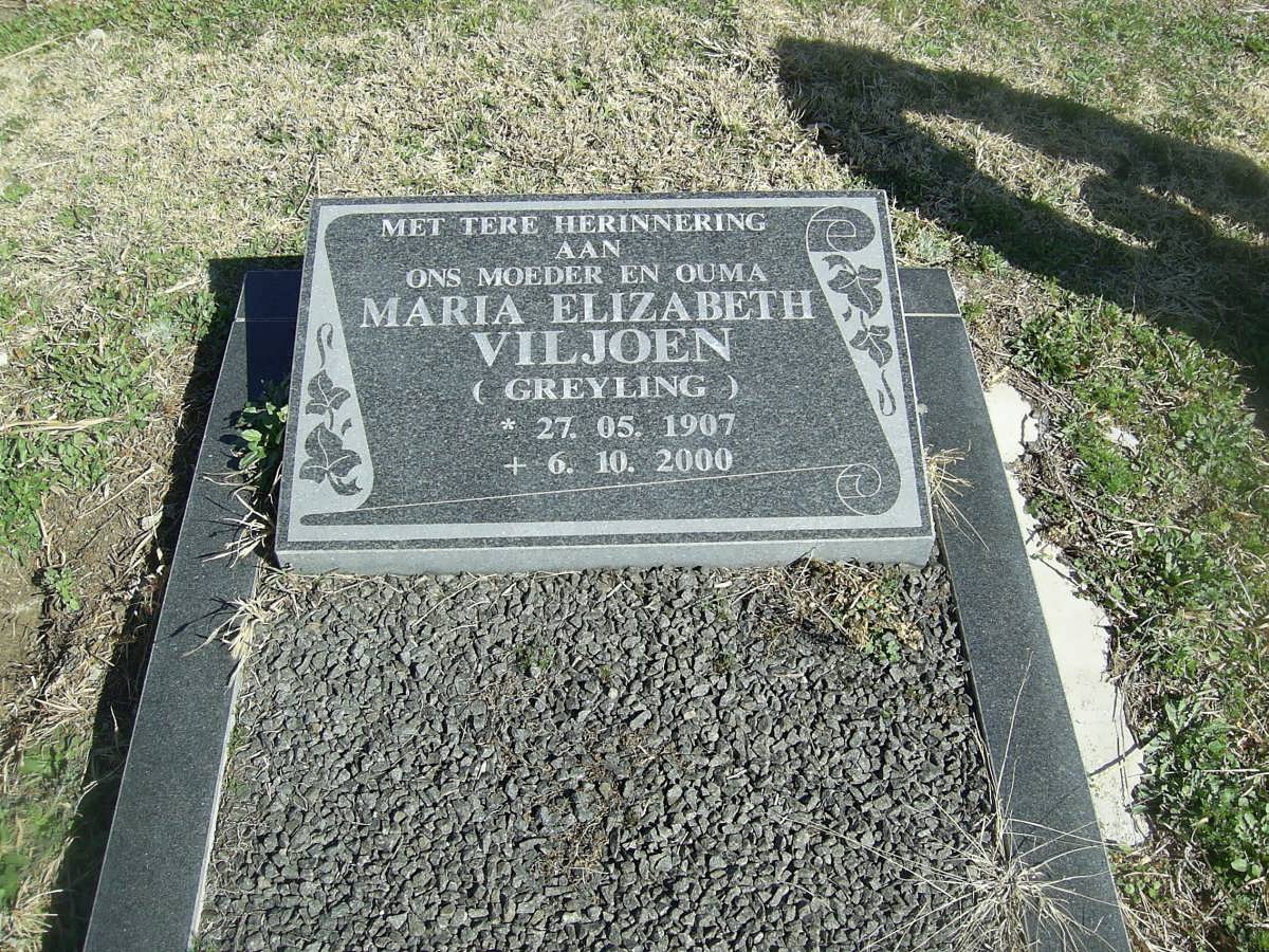 VILJOEN Maria Elizabeth nee GREYLING 1907-2000