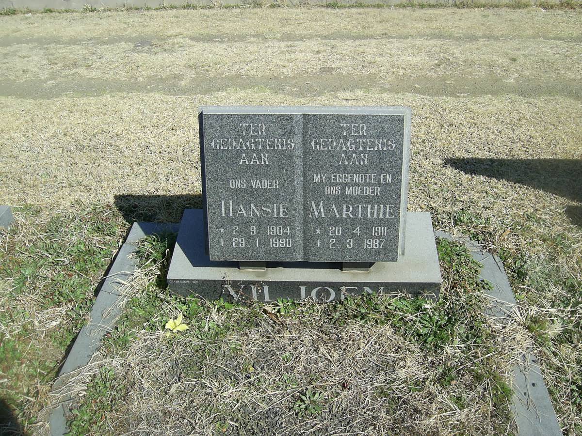 VILJOEN Hansie 1904-1990 &amp; Marthie 1911-1897