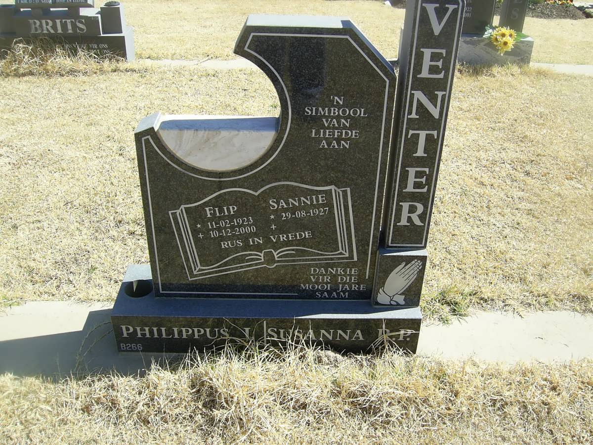 VENTER Philippus J. 1923-2000 &amp; Susanna R.P. 1927