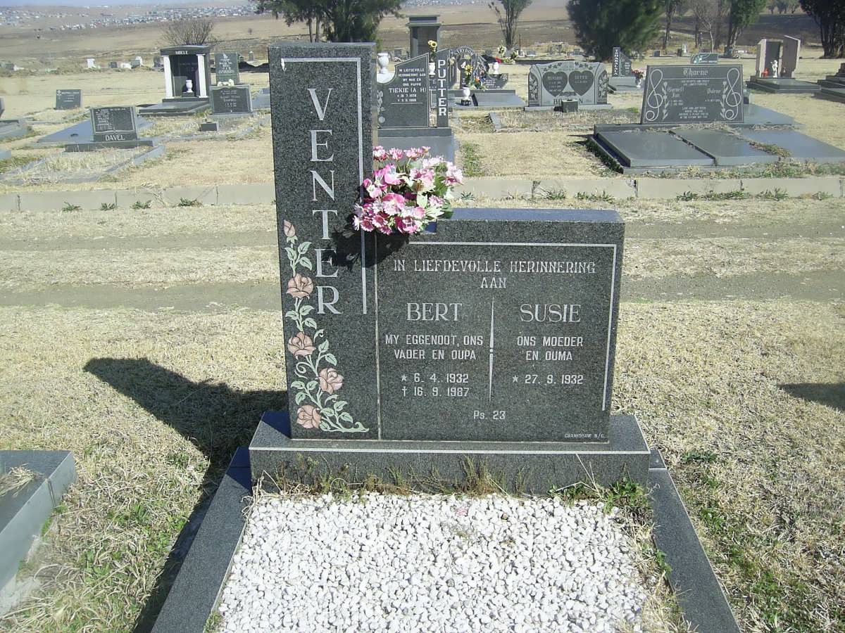 VENTER Bert 1932-1987 &amp; Susie 1932-