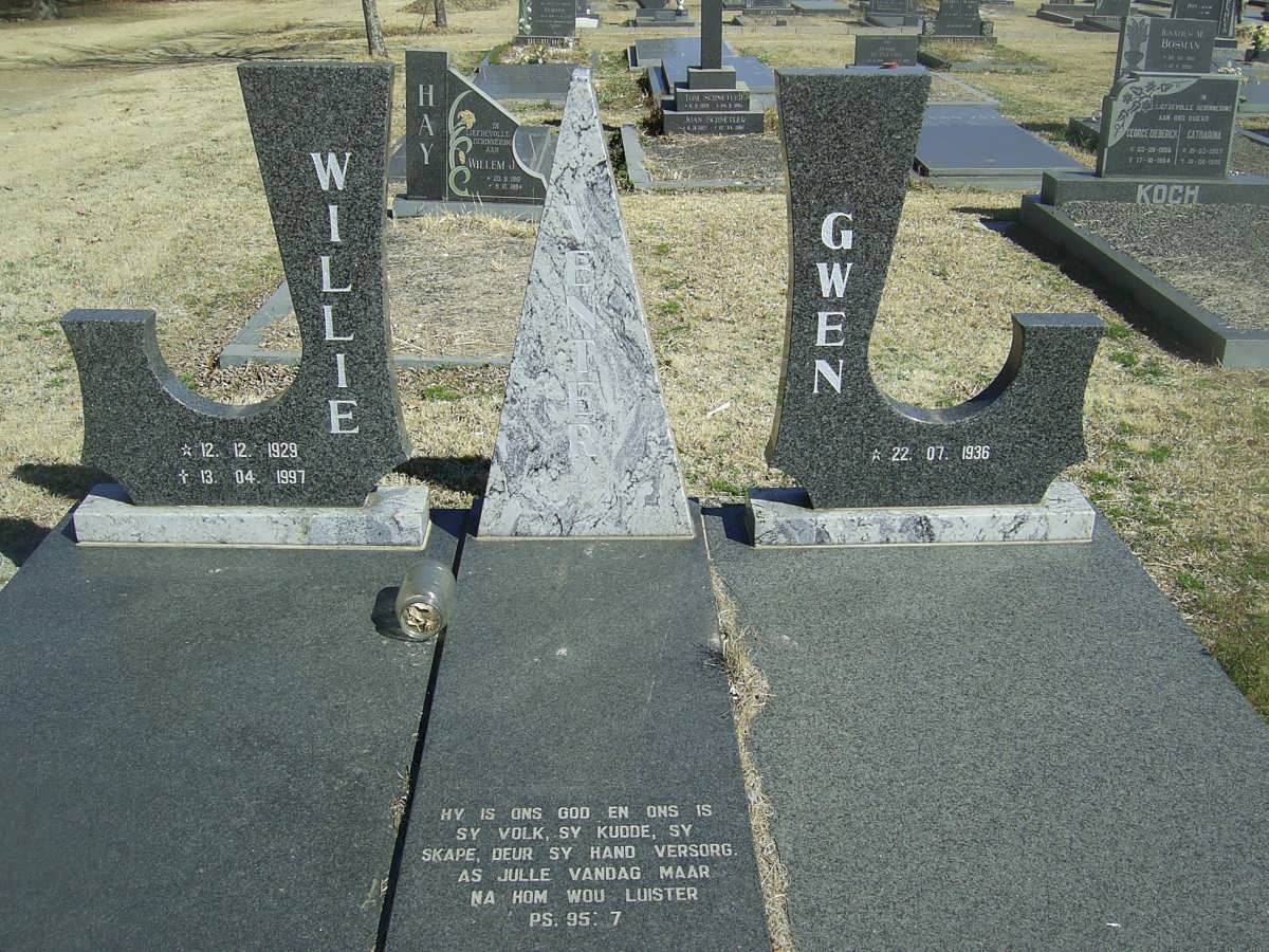 VENTER Willie 1929-1997 &amp; Gwen 1936-