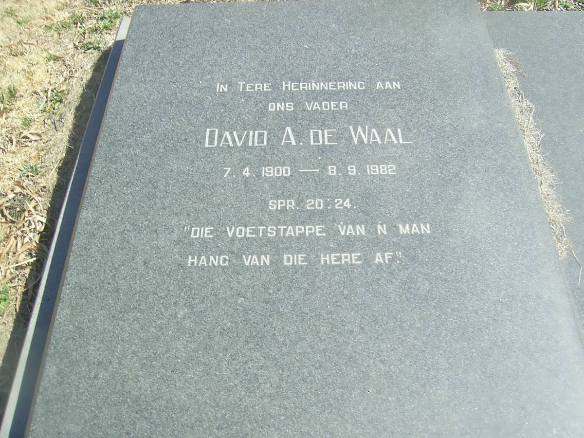WAAL David A., de 1900-1982