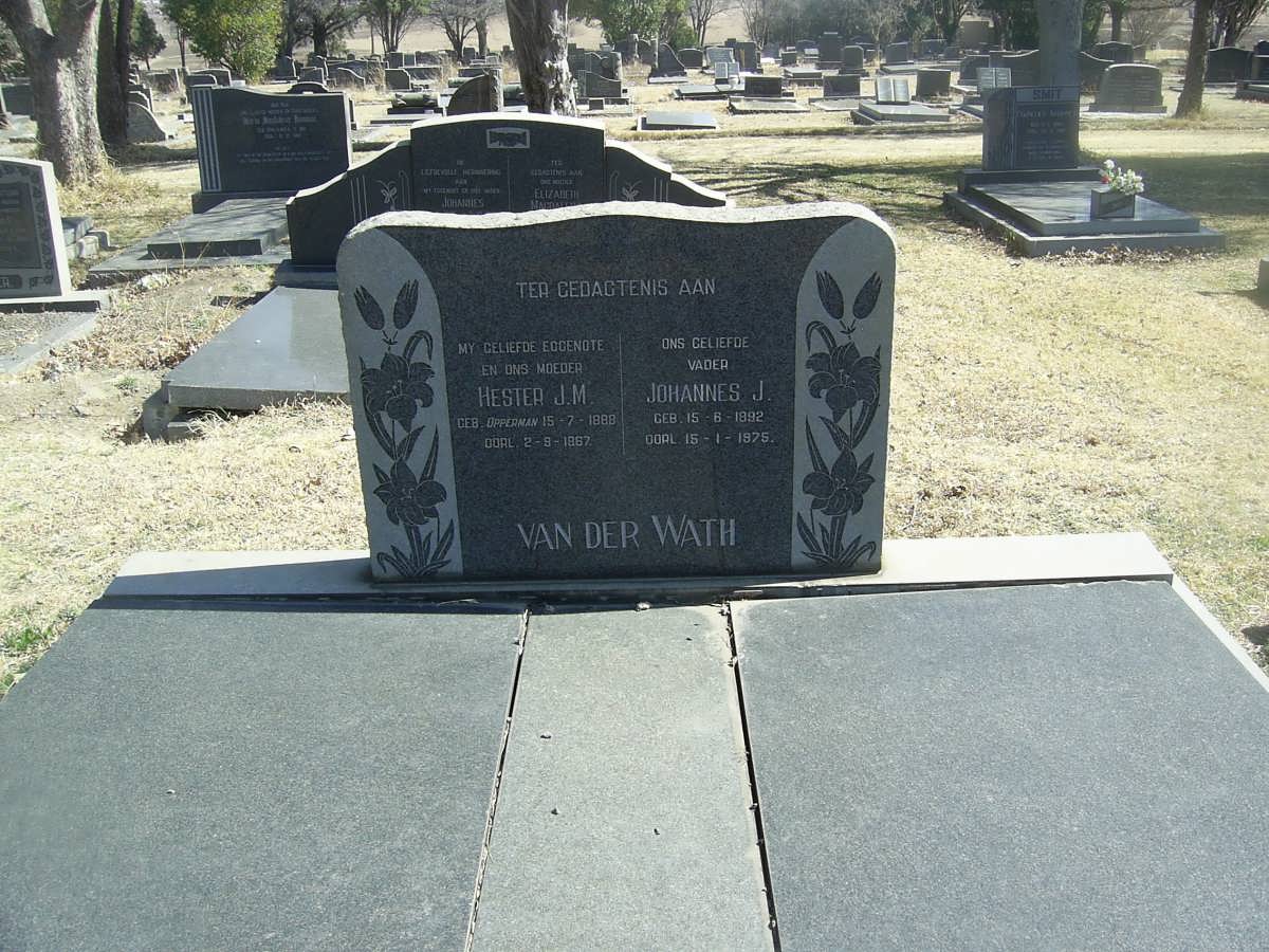 WATH Johannes J., van der 1892-1975 &amp; Hester J.M. OPPERMAN 1898-1967