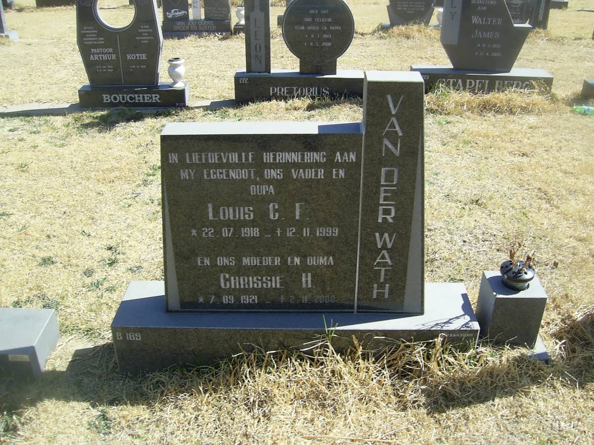 WATH Louis C.F., van der 1918-1999 &amp; Chrissie H. 1921-2000