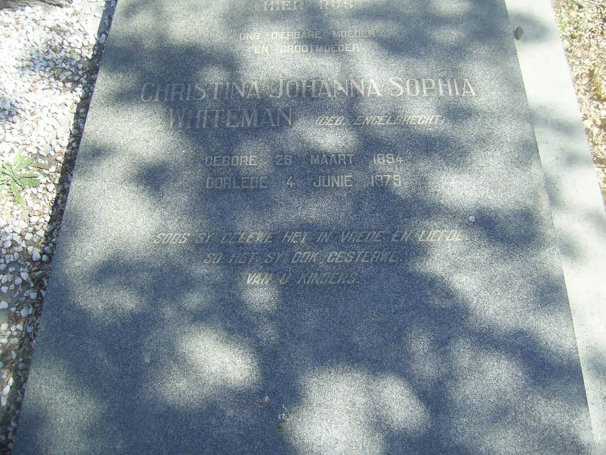WHITEMAN Christina Johanna Sophia nee ENGELBRECHT 1894-1979