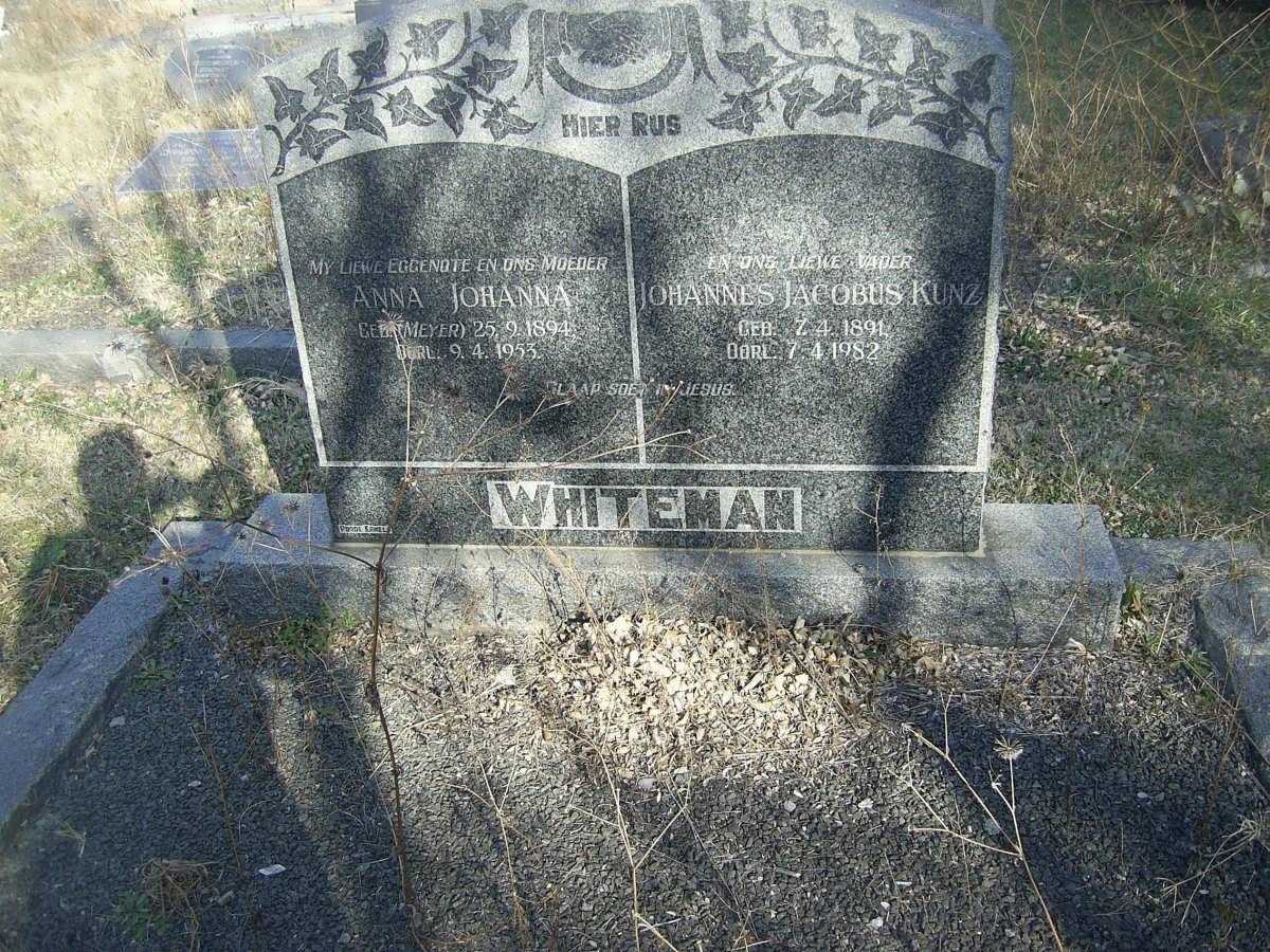 WHITEMAN Johannes Jacobus Kunz 1891-1982 &amp; Anna Johanna MEYER 1894-1953