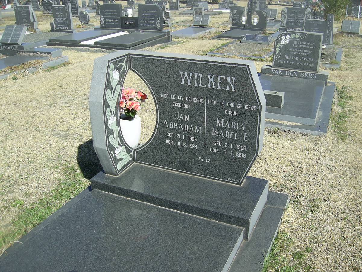 WILKEN Jan Abraham 1905-1984 &amp; Maria Isabel E. 1906-1998