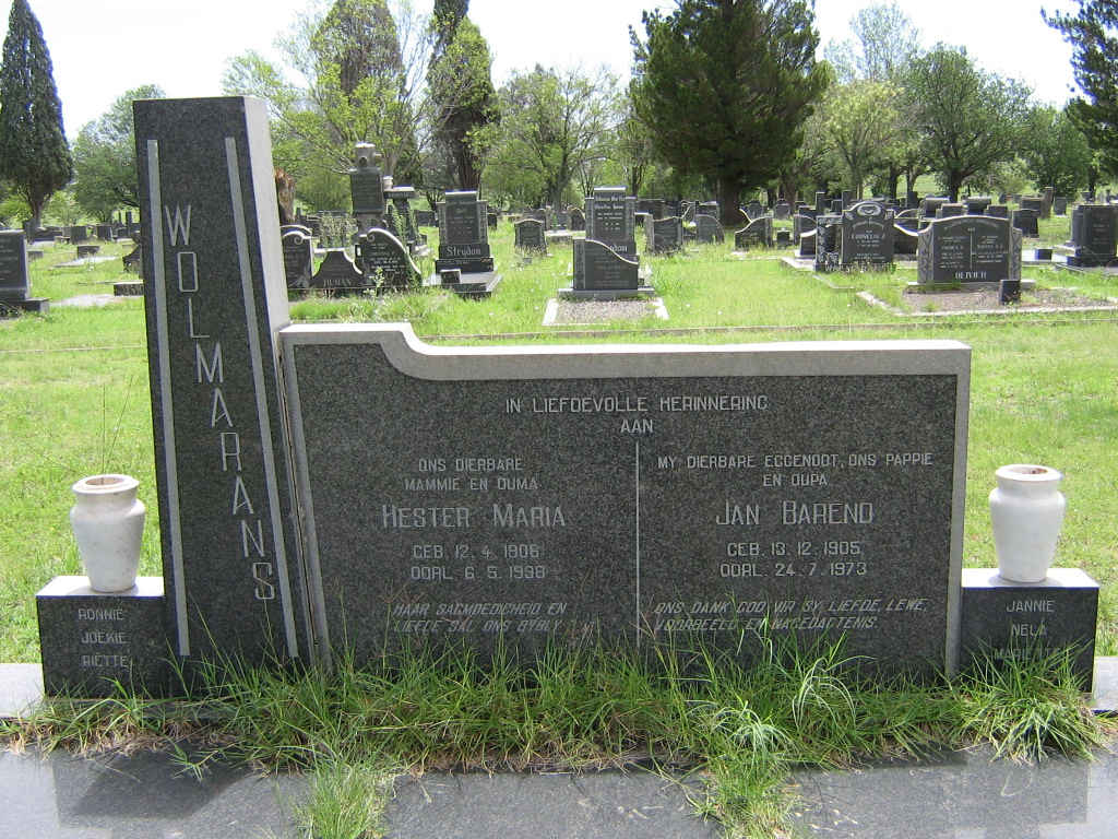 WOLMARANS Jan Barend 1905-1973 &amp; Hester Maria 1906-1998
