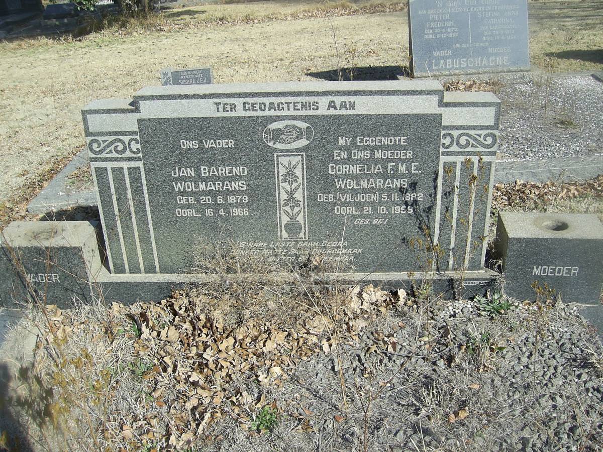 WOLMARANS Jan Barend 1878-1966 &amp; Cornelia F.M.E. VILJOEN 1882-1959