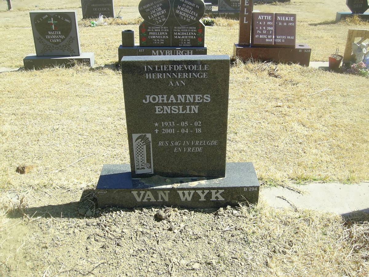 WYK Johannes Enslin, van 1933-2001