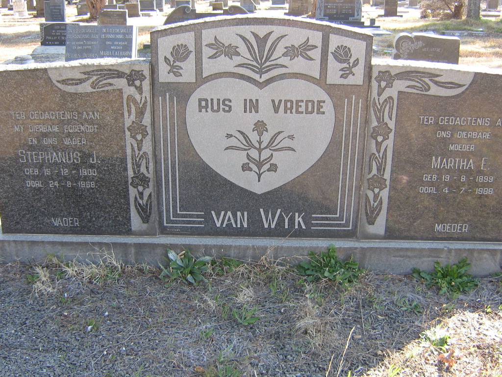 WYK Stephanus J., van 1900-1968 &amp; Martha E. 1899-1988