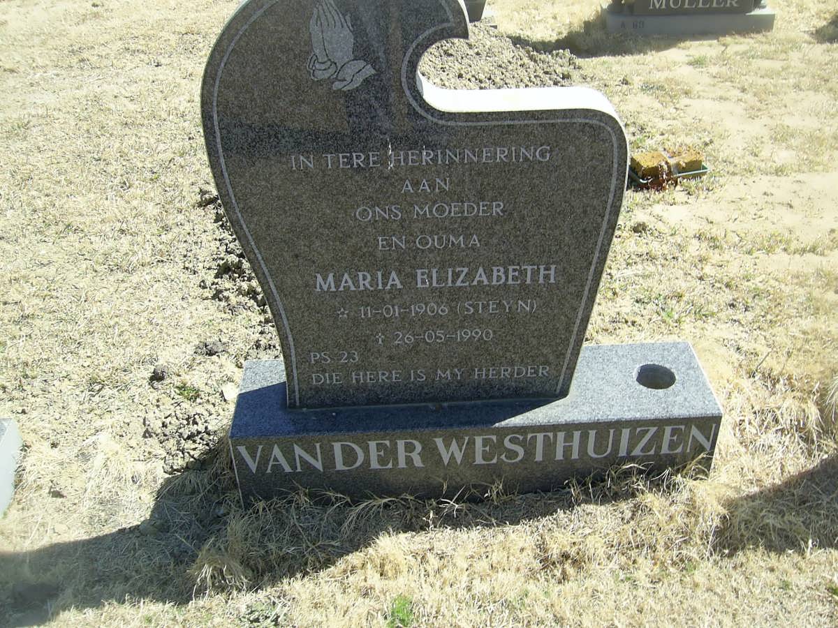 WESTHUIZEN Maria Elizabeth, van der nee STEYN 1906-1990