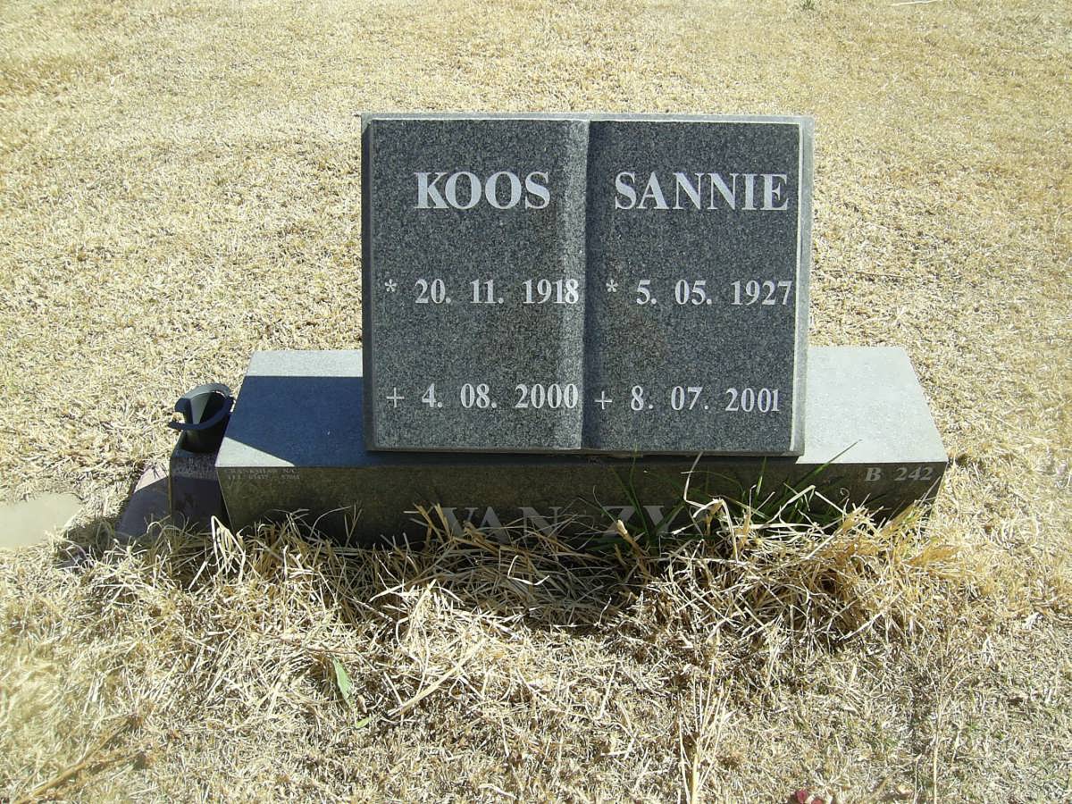 ZYL Koos, van 1918-2000 &amp; Sannie 1927-2001
