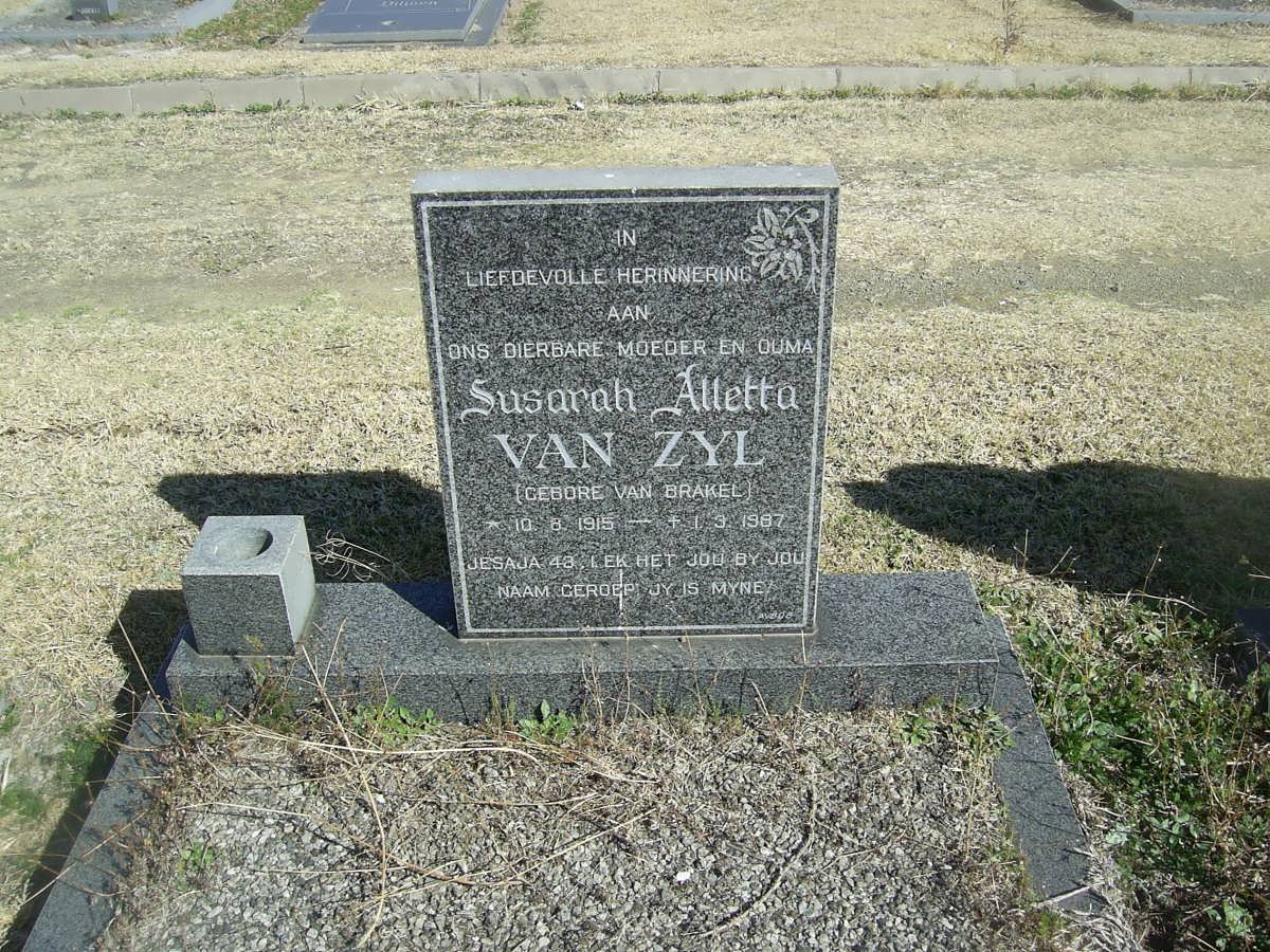 ZYL Susarah Alletha, van nee VAN BRAKEL 1915-1987