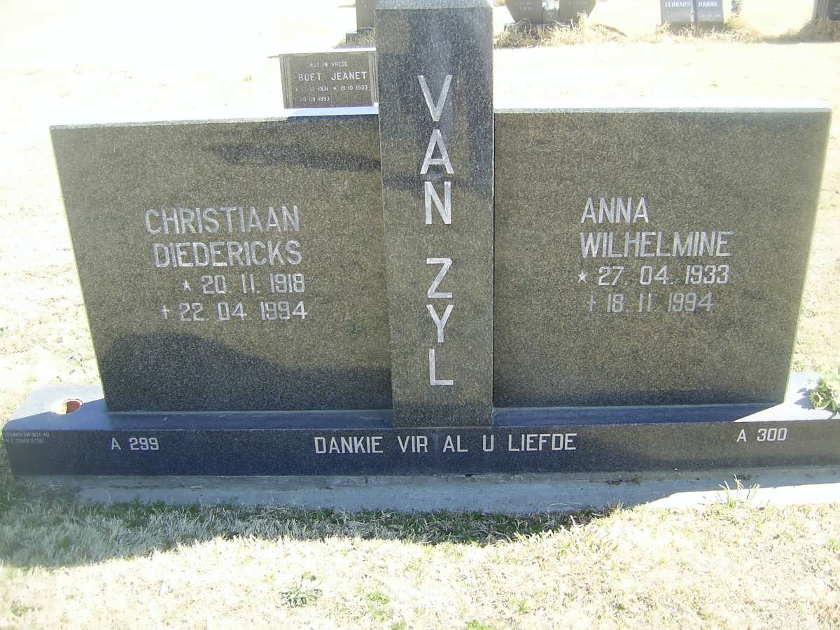 ZYL Christiaan Diedericks, van 1918-1994 &amp; Anna Wilhelmina 1933-1994