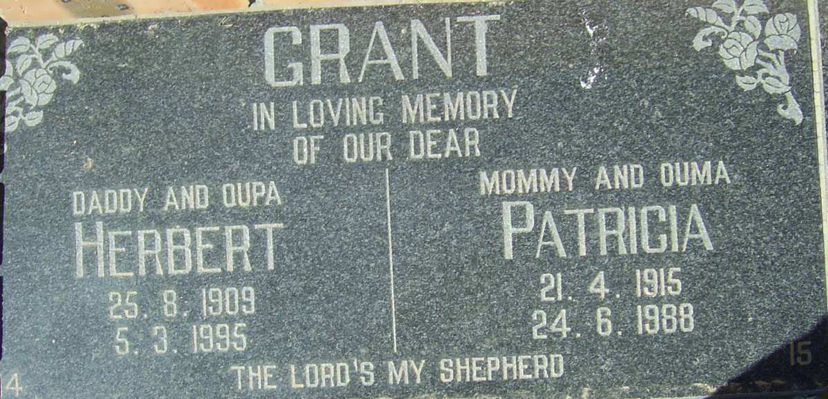 GRANT Herbert 1909-1995 &amp; Patricia 1915-1988