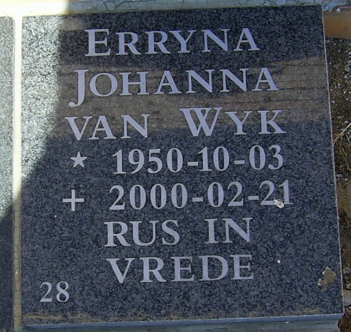 WYK Erryna Johanna, van 1950-2000