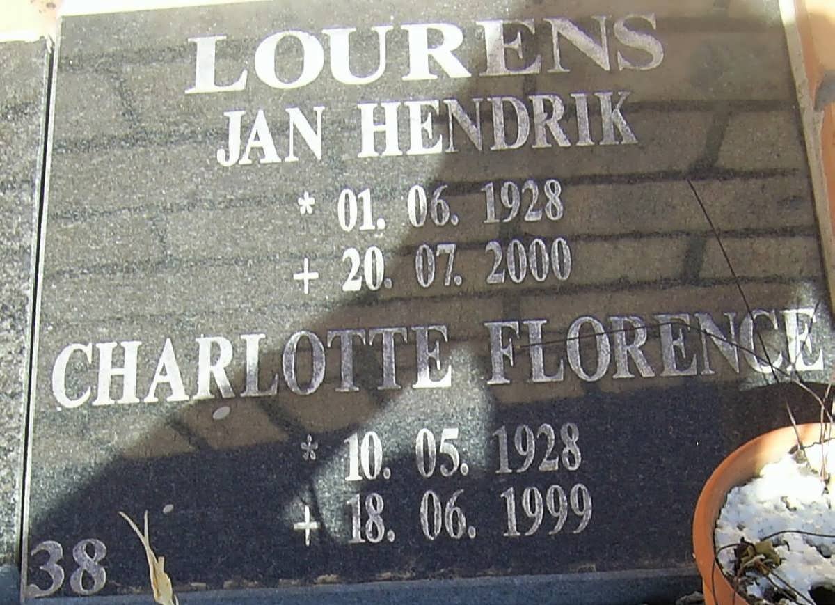 LOURENS Jan Hendrik 1928-2000 &amp; Charlotte Florence 1928-1999
