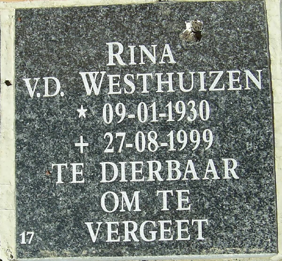 WESTHUIZEN Rina, van der 1930-1999