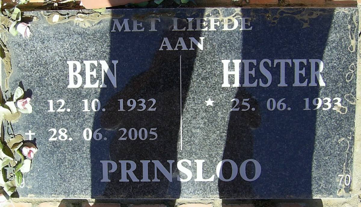 PRINSLOO Ben 1932-2005 &amp; Hester 1933-