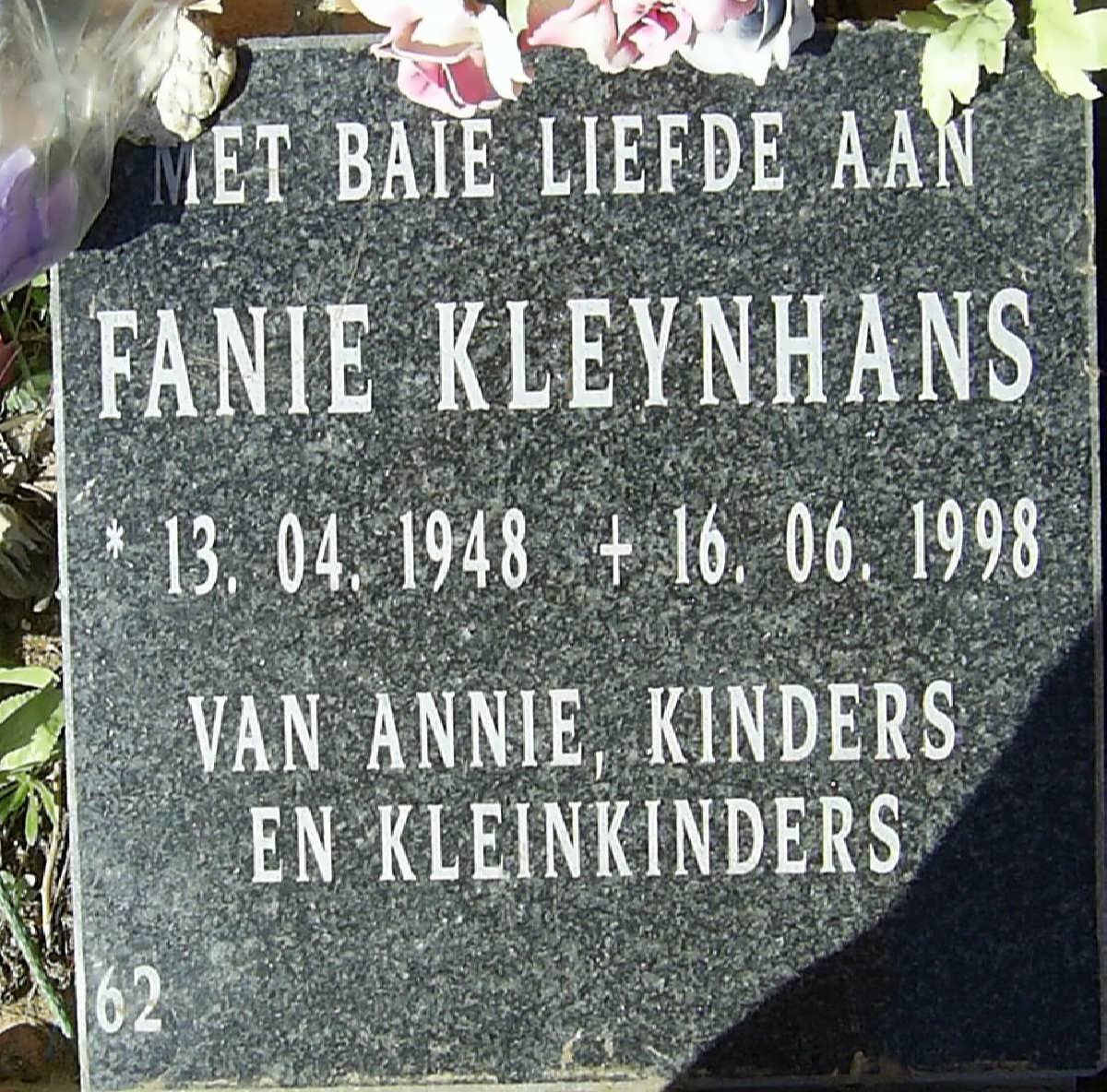 KLEYNHANS Fanie 1948-1998