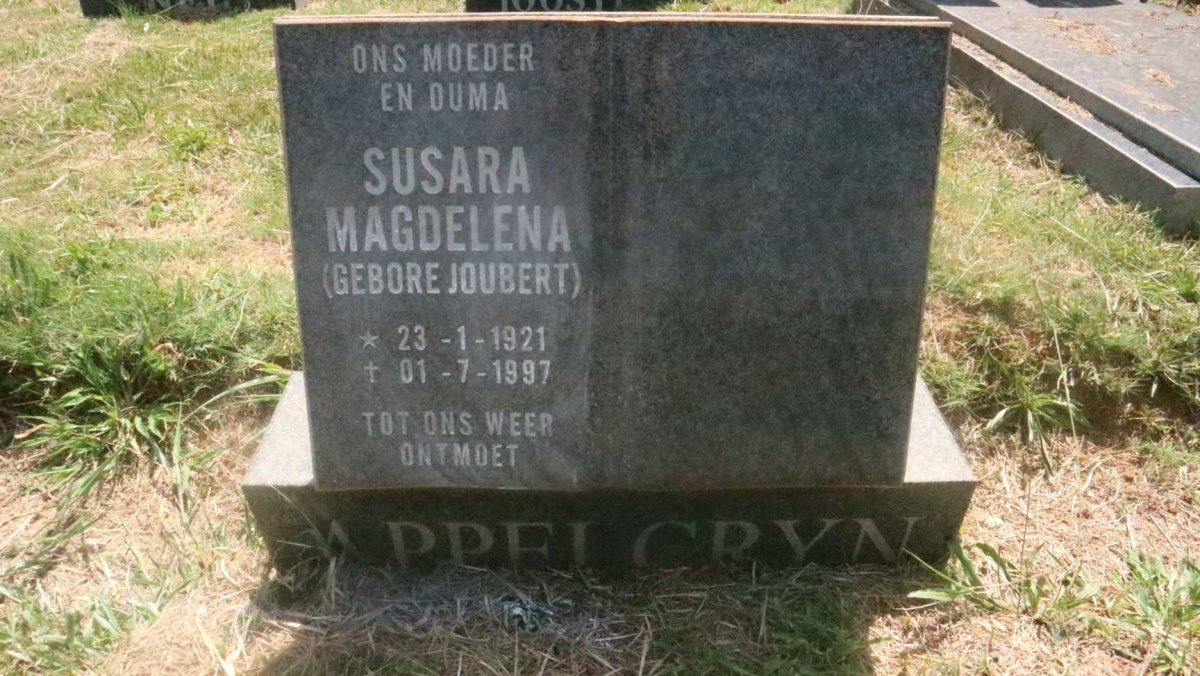 APPELGRYN Susara Magdelena nee JOUBERT 1921-1997