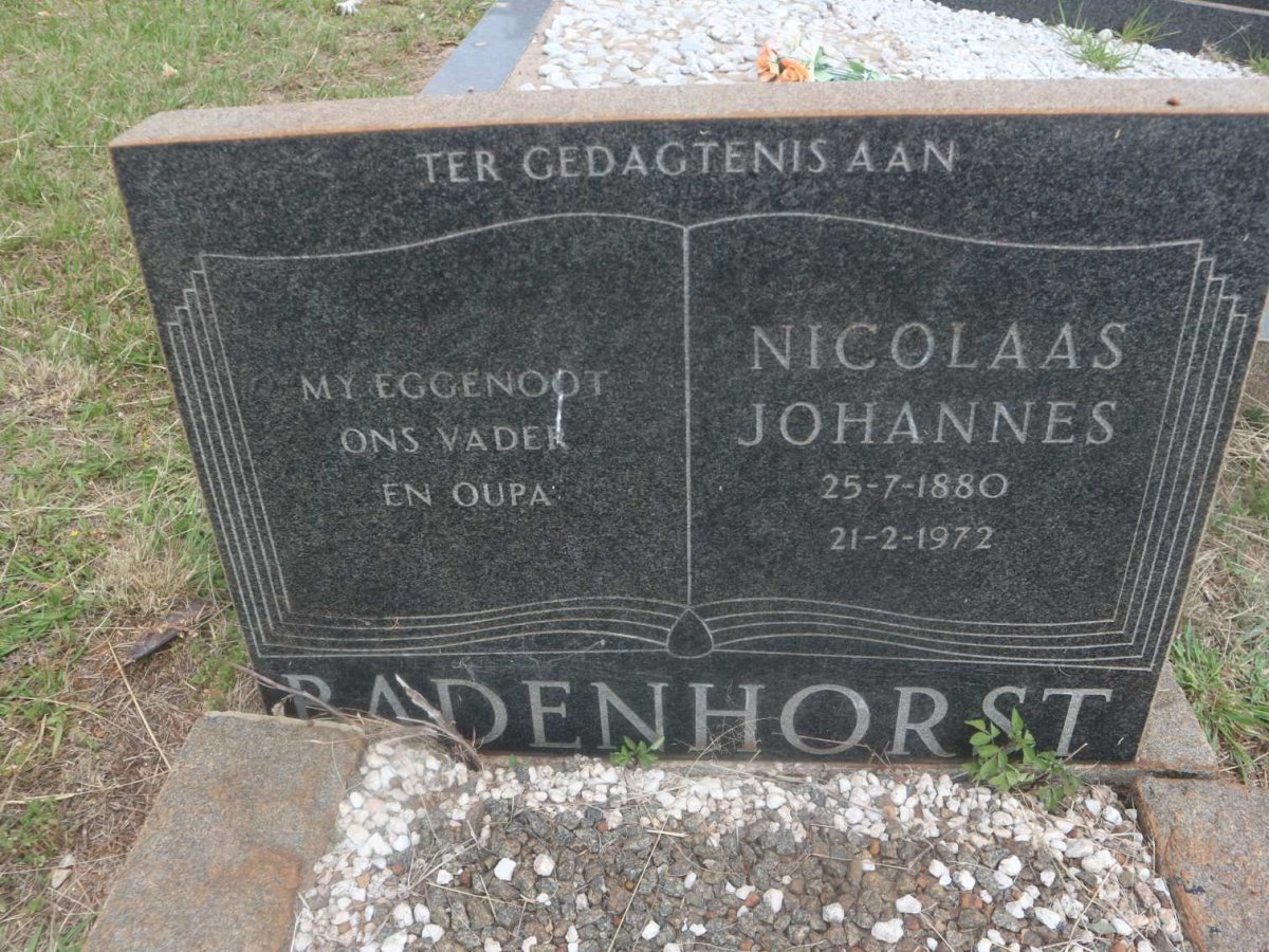 BADENHORST Nicolaas Johannes 1880-1972