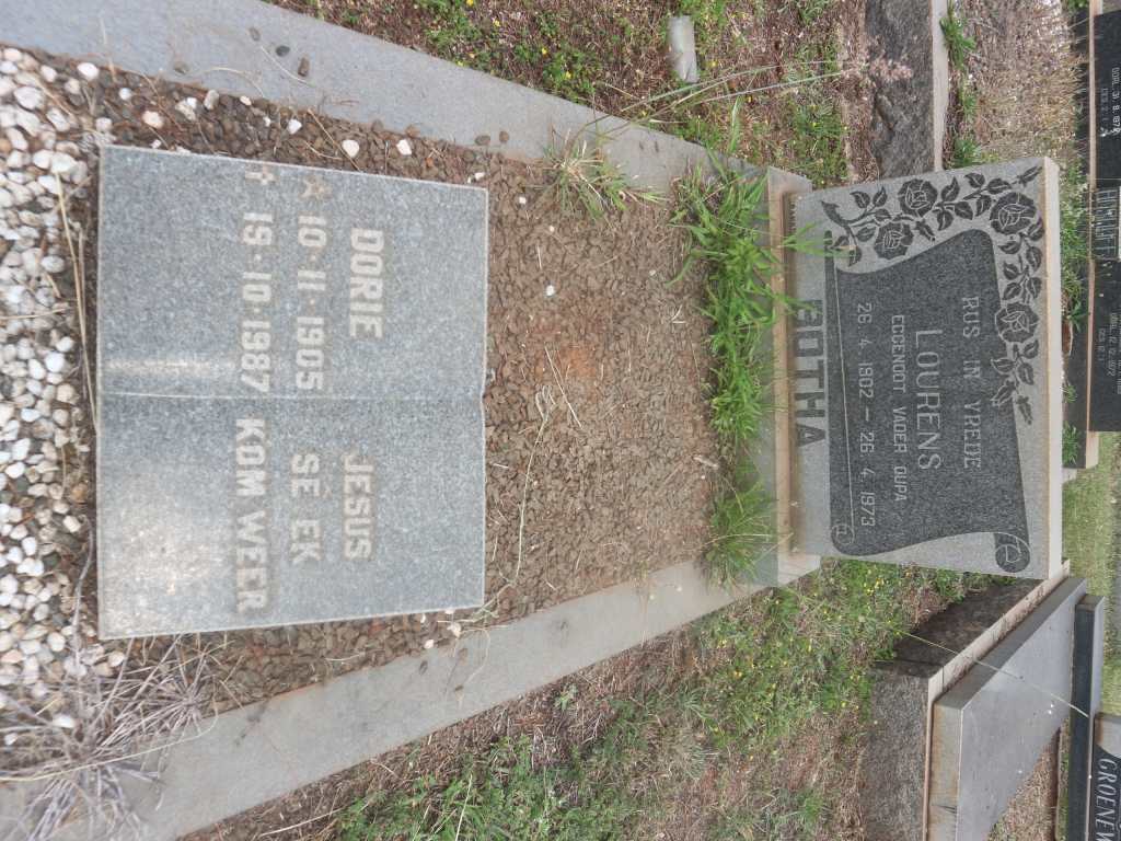 BOTHA Lourens 1902-1973 &amp; Dorie 1905-1987