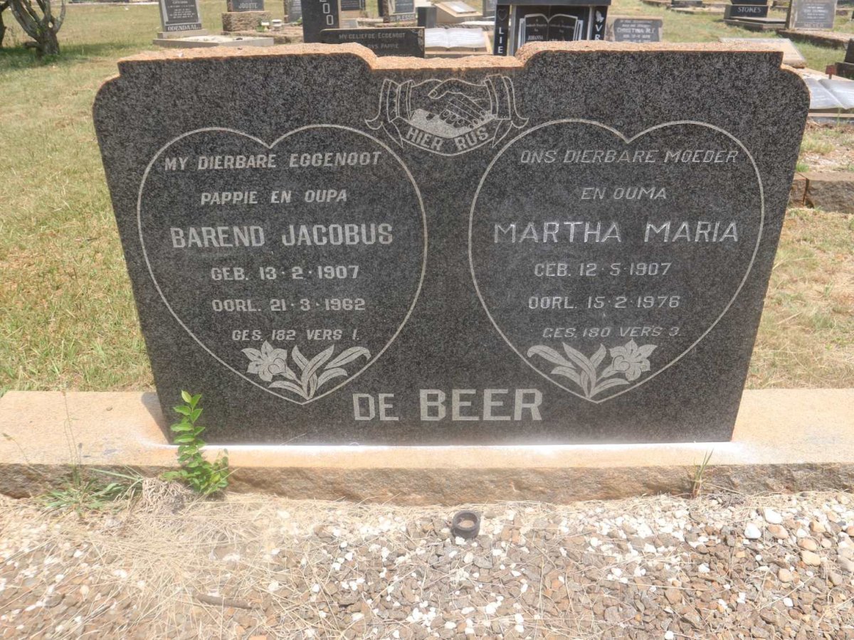 BEER Barend Jacobus, de 1907-1962 &amp; Martha Maria 1907-1976