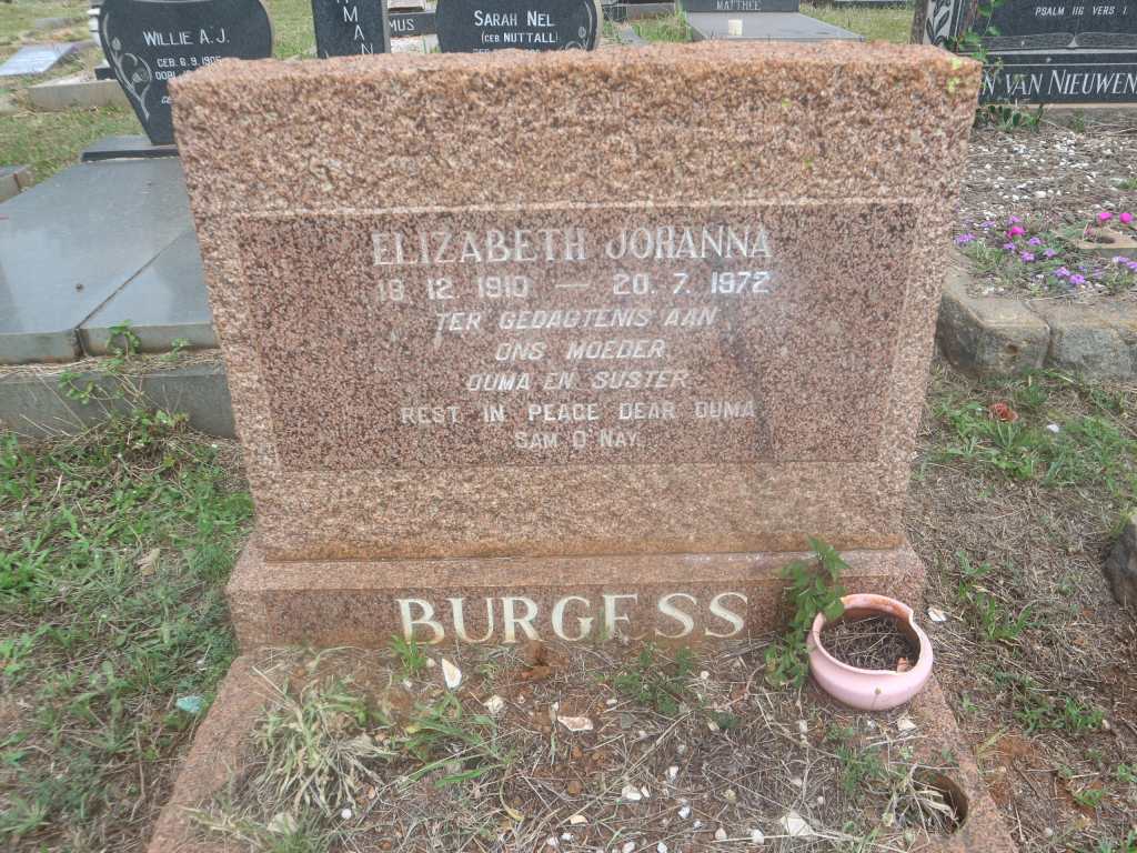 BURGESS Elizabeth Johanna 1910-1972