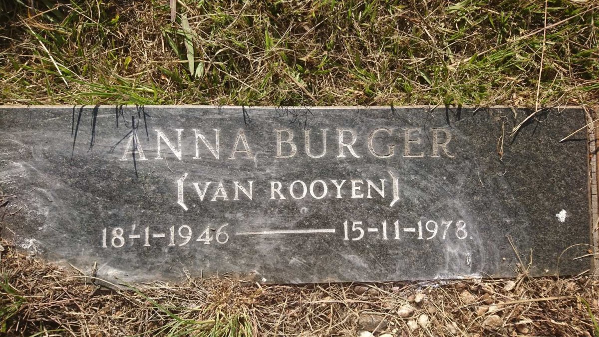 BURGER Anna nee VAN ROOYEN 1946-1978