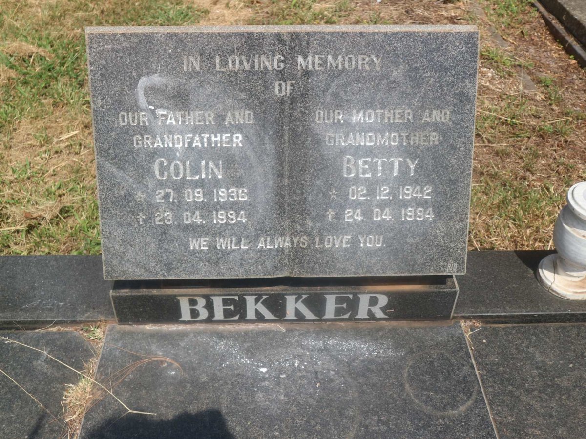 BEKKER Colin 1936-1994 &amp; Betty 1942-1994