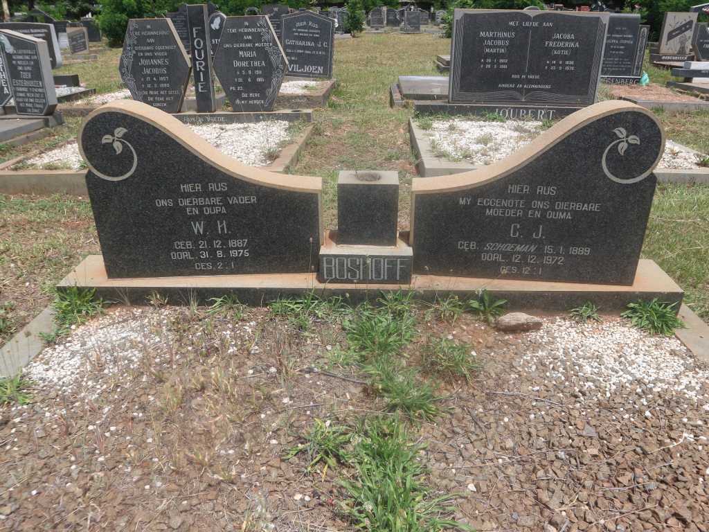 BOSHOFF W.H. 1887-1975 &amp; C.J. SCHOEMAN 1889-1972