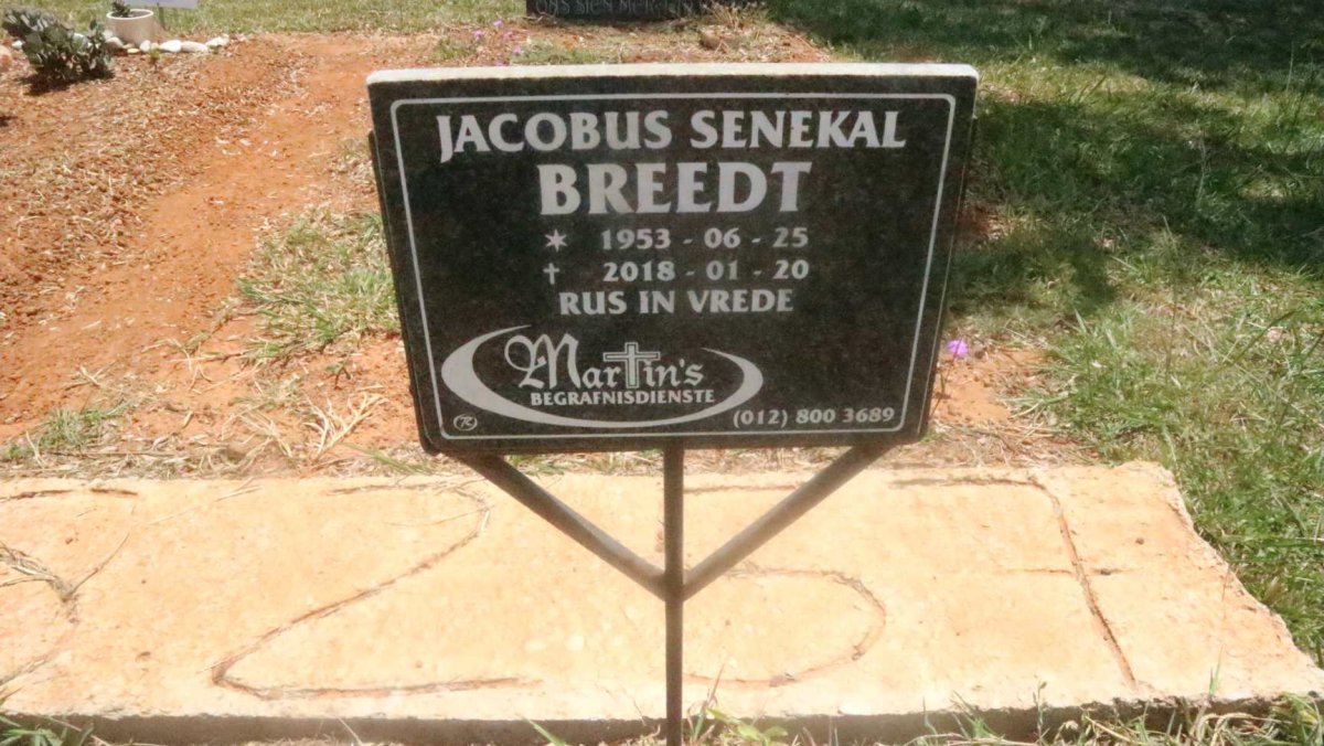 BREEDT Jacobus Senekal 1953-2018