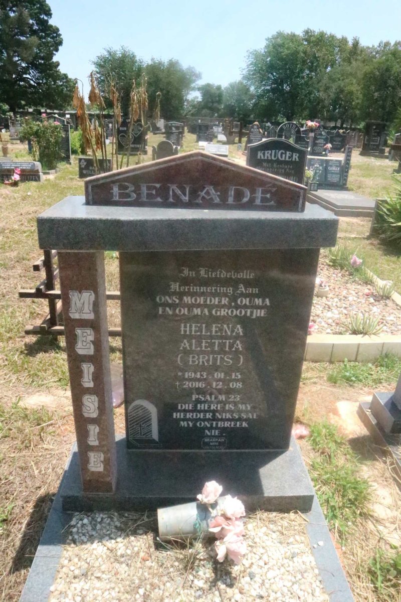 BENADE Helena Aletta nee BRITS 1943-2016